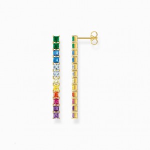 Thomas Sabo Earrings Colourful Stones Gold Nausnice Damske Žlté Zlate Strieborne | SK-62FMUJZVX