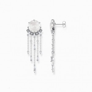 Thomas Sabo Earrings Milky Quartz With Zimná Sun Rays Silver Nausnice Damske Strieborne | SK-96PXMZYLV