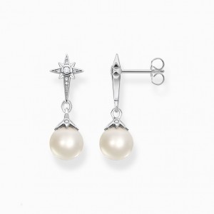 Thomas Sabo Earrings Pearl Star Silver Nausnice Damske Strieborne | SK-14MUIZVKG