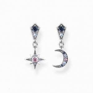 Thomas Sabo Earrings Royalty Star & Moon Silver Nausnice Damske Strieborne | SK-58LBHNITM
