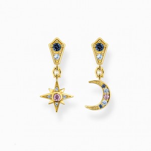 Thomas Sabo Earrings Royalty Star & Moon Gold Nausnice Damske Žlté Zlate Strieborne | SK-37XNVESWF