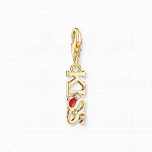 Thomas Sabo Gold-Plated Charm Pendant Kiss With White Zirconia Prívesky Damske Žlté Zlate Strieborne | SK-84GKBLMOR