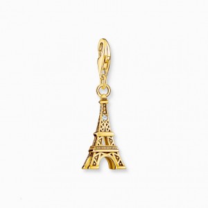 Thomas Sabo Gold-Plated Charm Pendant With Eiffel Tower And White Zirconia Prívesky Damske Žlté Zlate Strieborne | SK-75HBPEIRN