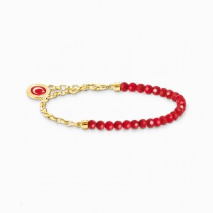 Thomas Sabo Gold-Plated Member Charm Bracelet With Red Beads Naramok Damske Žlté Zlate Strieborne | SK-06WUSMNZC