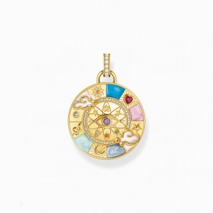 Thomas Sabo Gold-Plated Pendant Wheel Of Fortune With Cold Enamel And Stones Prívesky Damske Žlté Zlate Strieborne | SK-75RTECGDL