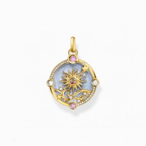 Thomas Sabo Gold-Plated Pendant With Blue Cold Enamel And Colourful Stones Prívesky Damske Žlté Zlate Strieborne | SK-36IXVGBQE