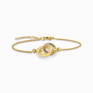 Thomas Sabo Gold Plated Bracelet Together With Two Rings And Coloured Stones Naramok Damske Žlté Zlate Strieborne | SK-17OAQWISX
