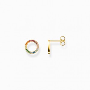 Thomas Sabo Gold Plated Ear Studs Together Round With Coloured Stones Puzetove Nausnice Damske Žlté Zlate Strieborne | SK-63UMLPDFW