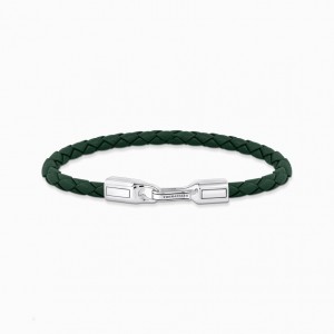 Thomas Sabo Green Kozene Bracelet Naramok Damske Strieborne | SK-64TYKNBDR