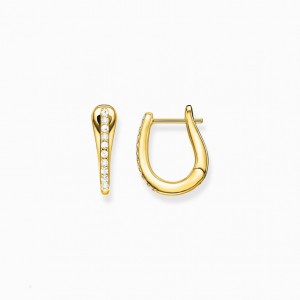 Thomas Sabo Hoop Earrings Klasické Gold Visiace Nausnice Damske Žlté Zlate Strieborne | SK-09DTKBSMJ