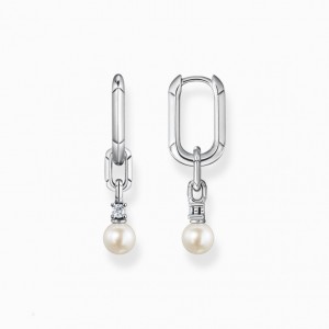 Thomas Sabo Hoop Earrings Links And Pearls Silver Visiace Nausnice Damske Strieborne | SK-24OJUTKZC