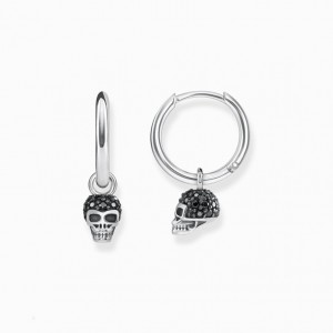 Thomas Sabo Hoop Earrings Skull Visiace Nausnice Damske Strieborne | SK-59GFWTLDU