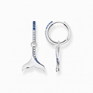 Thomas Sabo Hoop Earrings Tail Fin With Blue Stones Visiace Nausnice Damske Strieborne | SK-78CJBIEVS