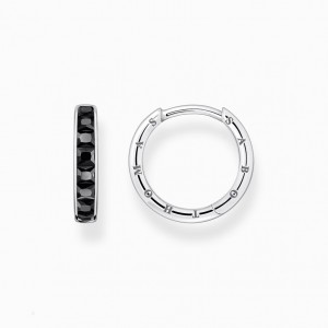 Thomas Sabo Hoop Earrings With Black Stones Pavé Silver Visiace Nausnice Damske Strieborne | SK-04CUPXYDZ