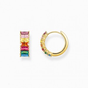 Thomas Sabo Hoop Earrings With Colourful Stones Pavé Gold Plated Visiace Nausnice Damske Žlté Zlate Strieborne | SK-08VLEBUQI
