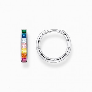 Thomas Sabo Hoop Earrings With Colourful Stones Pavé Silver Visiace Nausnice Damske Strieborne | SK-73DUWSBLN