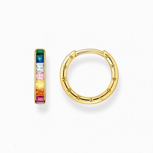 Thomas Sabo Hoop Earrings With Colourful Stones Pavé Gold Plated Visiace Nausnice Damske Žlté Zlate Strieborne | SK-90FLOIEJV