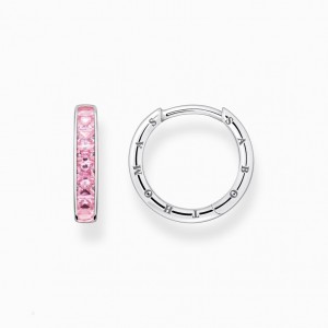 Thomas Sabo Hoop Earrings With Pink Stones Pavé Silver Visiace Nausnice Damske Strieborne | SK-73VMJBQWT