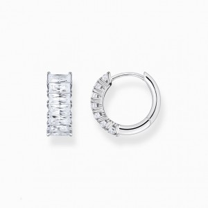 Thomas Sabo Hoop Earrings With White Stones Pavé Silver Visiace Nausnice Damske Strieborne | SK-40VKGUQPY