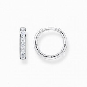 Thomas Sabo Hoop Earrings With White Stones Pavé Silver Visiace Nausnice Damske Strieborne | SK-27XAIKZVS