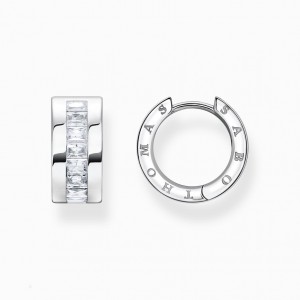 Thomas Sabo Hoop Earrings With White Stones Pavé Silver Visiace Nausnice Damske Strieborne | SK-76QZIAHDL