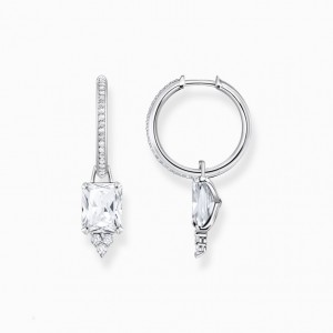 Thomas Sabo Hoop Earrings With White Stones Silver Visiace Nausnice Damske Strieborne | SK-10JKDZLVY