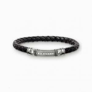 Thomas Sabo Kozene Bracelet Black Naramok Panske Strieborne | SK-02KFNEOLZ