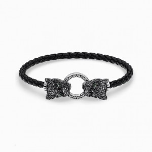 Thomas Sabo Kozene Remienkove Black Cat Naramok Damske Strieborne | SK-84BVGRXLT