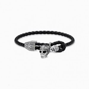 Thomas Sabo Kozene Remienkove Skull Naramok Panske Strieborne | SK-29EDKYXTP