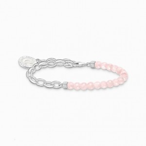 Thomas Sabo Member Charm Bracelet With Beads Of Rose Quartz And Charmista Disc Silver Naramok Damske Strieborne | SK-72FMQSATR
