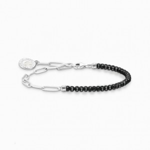 Thomas Sabo Member Charm Bracelet With Black Onyx Beads And Charmista Disc Silver Naramok Damske Strieborne | SK-93VJZINPF