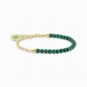 Thomas Sabo Member Charm Bracelet With Green Beads Yellow-Gold Plated Naramok Damske Žlté Zlate Strieborne | SK-63ZYLDTCX