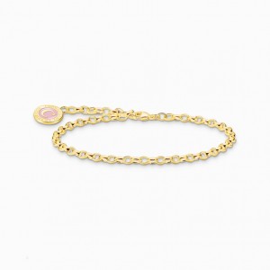 Thomas Sabo Member Charm Bracelet With Pink Charmista Coin Gold Plated Naramok Damske Žlté Zlate Strieborne | SK-10JSHCFBP