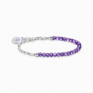 Thomas Sabo Member Charm Bracelet With Violet Imitation Amethyst Beads Silver Naramok Damske Strieborne | SK-10OXLUKHV
