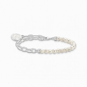 Thomas Sabo Member Charm Bracelet With White Pearls And Charmista Disc Silver Naramok Damske Strieborne | SK-50DYPLUNH