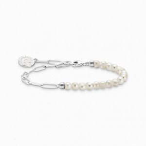 Thomas Sabo Member Charm Bracelet With White Pearls And Charmista Coin Silver Naramok Damske Strieborne | SK-27WRSTHJX