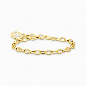 Thomas Sabo Member Charm Bracelet With White Charmista Coin Gold Plated Naramok Damske Žlté Zlate Strieborne | SK-79IDYHTUQ