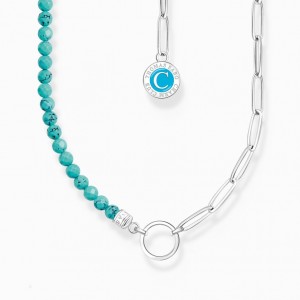 Thomas Sabo Member Charm Necklace With Turquoise Beads And Charmista Disc Silver Nahrdelnik Damske Strieborne | SK-25FQYPMOV