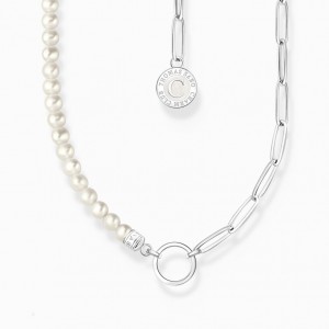 Thomas Sabo Member Charm Necklace With White Pearls And Charmista Coin Silver Nahrdelnik Damske Strieborne | SK-84MUBNZDS