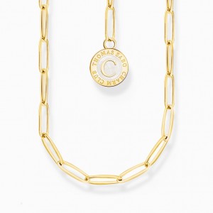 Thomas Sabo Member Charm Necklace With White Charmista Disc Gold Plated Nahrdelnik Damske Žlté Zlate Strieborne | SK-98NHYTFJS