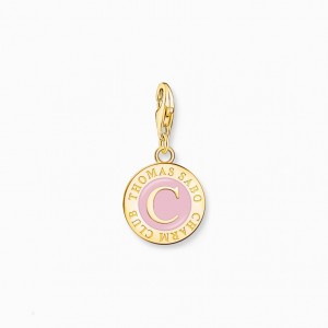 Thomas Sabo Member Charm Pink Charmista Coin Gold Plated Privesok Damske Žlté Zlate Strieborne | SK-84NABKQUW