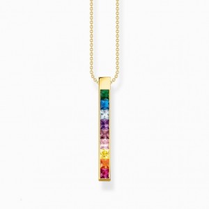 Thomas Sabo Necklace Colourful Stones Gold Nahrdelnik Damske Žlté Zlate Strieborne | SK-64ZRSQHEC
