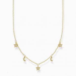 Thomas Sabo Necklace Crescent Moons And Stars Nahrdelnik Damske Žlté Zlate Strieborne | SK-17KSBPRDH