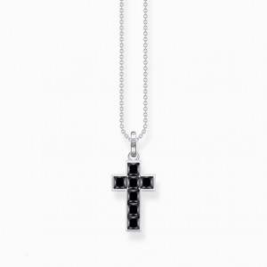 Thomas Sabo Necklace Cross With Black Stones Silver Nahrdelnik Damske Strieborne | SK-04SNZGHUV