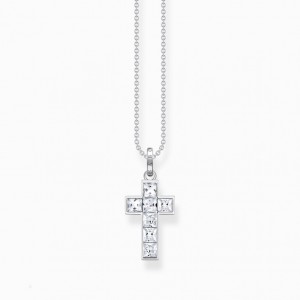 Thomas Sabo Necklace Cross With White Stones Silver Nahrdelnik Damske Strieborne | SK-57NXQCEVS
