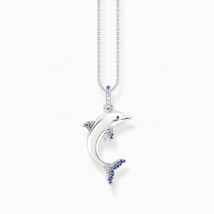 Thomas Sabo Necklace Dolphin With Blue Stones Nahrdelnik Damske Strieborne | SK-29UTBOFPH