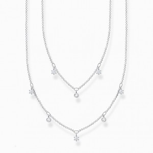 Thomas Sabo Necklace Double White Stones Silver Nahrdelnik Damske Strieborne | SK-01HPBJQNX