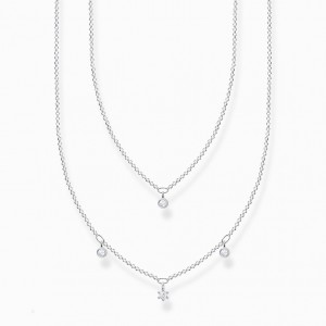 Thomas Sabo Necklace Double White Stones Silver Nahrdelnik Damske Strieborne | SK-57ZYNCRDJ