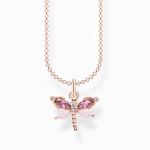 Thomas Sabo Necklace Dragonfly With Stones Rose Gold Nahrdelnik Damske Ruzove Zlate Strieborne | SK-60PWVOIKS