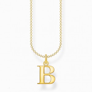 Thomas Sabo Necklace Letter B Gold Nahrdelnik Damske Žlté Zlate Strieborne | SK-93FZOUNMC